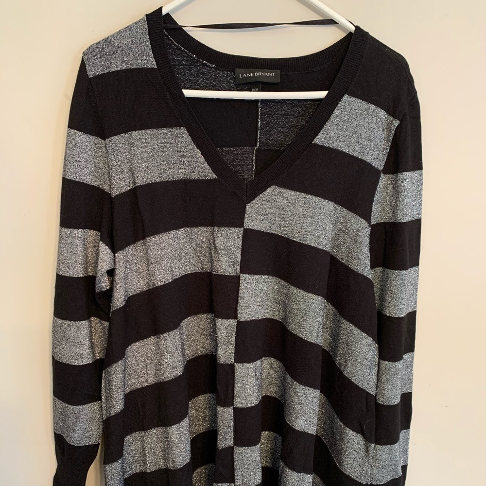 Lane Bryant Striped Metallic Knit Tunic Sweater